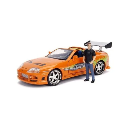 Miniatura Carro Toyota Supra - c/ Figura Brian - Velozes e Furiosos - Metals Die Cast - 1:24 - Jada Toys